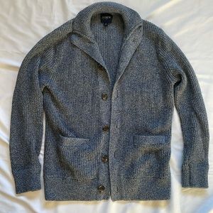 J Crew Men’s button up cardigan sweater with collar and front pockets (small)